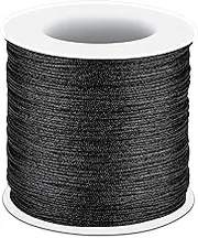 Anezus Black Nylon String, 0.8mm Nylon Thread Chinese Knotting Cord Tarred Twine Outdoor String for Braided Bracelets, Beading, Necklaces, Macrame Craft, Wind Chime, Blinds, Jewelry Making