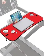 [Qsxou] Treadmill Desk Attachment, Tread Tray Accessories Laptop Stand with Tablet Holder and Edge Protector Compatible with Peleton,Treadmill Workstation for Home/Office Red