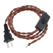 11.8Ft Twisted Cloth Covered Lamp Cord with Switch Button and Molded Plug18-