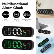 Digital LED Display Desk Alarm Clock With Calendar Temperature Date 12/24h