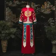 [JIMINISO] Heavy Industry Chinese Traditional Wedding Groom Toast Dress Female Coat Thin Show Kimono Bride Xiuhe Skirt Tang Suit