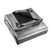 3x4.5m Tarp Camping Tarps Poly Heavy Duty Cover 180gsm Silver Tarpaulin