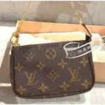 全新二手 LOUIS VUITTON MONOGRAM 迷你 鏈條小包 麻將包 腋下包 斜背包 M58009 LV