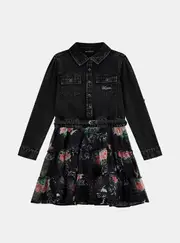 GUESS Girl's Black Floral mini Dress Size: 12, Cotton