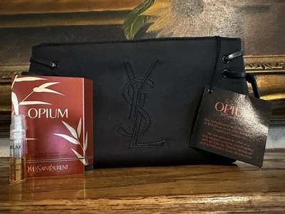 YSL Yves Saint Laurent monogram clutch Pouch bag purse with Opium sample spray