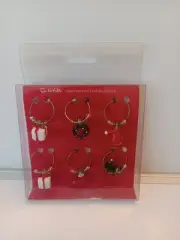 Sur La Table Wine Glass Charms Set of 6 - NIB Christmas Holiday Beautiful New