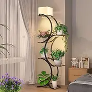 CHICLUX 6-Tier Plant Stand Floor Lamp with Grow Lights, Tall Metal Flower Holder for Multiple Plants, Large S-Shaped Shelf for Living Room, Bedroom, Office, and Home Decor