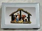 Nativity Set Scene Small Wood Manger Christmas Vintage Baby Jesus 3 Wise Men NOS