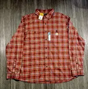Carhartt Flannel Shirt Mens XL Rugged Flex Lightweight Plaid Relaxed Orange Work