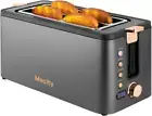 4 Slice Toaster, Long Slot Toaster with Warming Rack, Bagel/Defrost/Reheat Funct