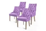 4X French Provincial Dining Chair Oak Leg AMOUR VIOLET