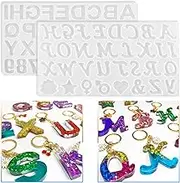 2 Pcs Resin Letter Molds, Reversed Silicone Alphabet Mold for Resin, Epoxy Resin Number Keychain Mold