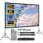 120" Projector Screen with Stand 16:9 4K 1080P HD Movie Projection Portable Set