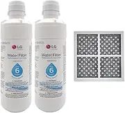 (2X) LG Genuine LT1000P ADQ74793501 MDJ64844601 Replacement Water Filter with LG Air Filter LT120F ADQ73214404