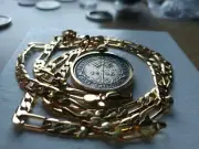 1946 British West Africa Palm Tree Shilling Pendant on 24" 18k Gold Filled Chain