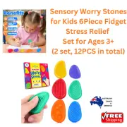 Sensory Worry Stones for Kids 2x6-Piece Fidget Stress Relief Set for Ages 3+