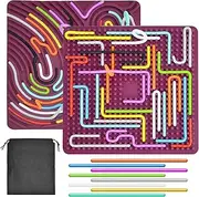 Sensorik Sensory Activity Board - Double-Sided Silicone Fidget Toys for ADHD, Stress Relief, Anxiety - Travel Bag and 30 Cords Included