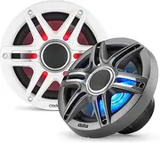 Clarion CMSP-651RGB-SWG Premium 6.5-inch Coaxial Marine Speakers with Built-in RGB Illumination, 50W RMS, with White & Gray Metallic Grilles