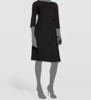 $695 Emporio Armani Women's Black Techno Cady Knotted Shift Dress Size IT44 US8