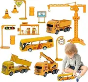 Construction Toys Vehicle Toy Set - Pull Back Construction Truck Engineering Construction Toy,Excavator Truck Toy Transport Crane Vehicle Playset for Kids