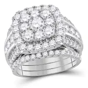 14k White Gold Round Diamond Bridal Wedding Ring Set 4 Cttw (Certified)