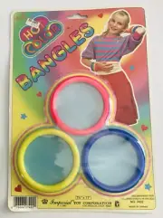 Vintage 1987 Imperial Toy Corp. Hot Color BANGLES, Pink, Yellow & Blue Bracelet