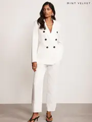 Mint Velvet White Linen Blend Barrel Trousers (W26513) | $277