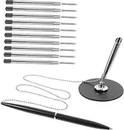 COHEALI 1 Set Rotating Signature Pens with Chain Smooth Writing Metal Office Stationery for Business Counter Use Includes Ink Refills Comfortable Design Random Color
