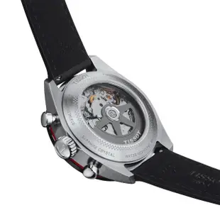 【TISSOT 天梭】官方授權 PRS516 賽車計時機械錶手錶-黑x藍 送行動電源(T1316271604200)