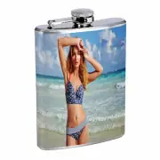 French Women D8 Flask 8oz Stainless Steel Hip Drinking Whiskey