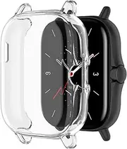 Turnwin intended for Amazfit GTS 2 Case, Electroplated Full of Cover TPU Soft Flexible Silicone Shock-Proof and Scratch-Resistant Protector Cover Case intended for Amazfit GTS 2 Smartwatch (Clear)