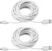 Smays 2-Pack 25ft USB to Micro Extension Power Cable Compatible for White