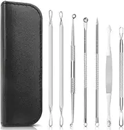 Blackhead Remover Pimple Comedone Extractor Tool, 7 in 1 Acne Removal Kit, Treatment for Blemish, Whitehead Popping, Zit Removing for Risk Free Nose Face Skin with Leather Case