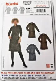 Burda 8035 Misses Dress in 3 Styles 10-12-14-16-18-20-22 Sewing Pattern OOP