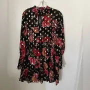 ModCloth A Dash of Romance Babydoll Dress dark floral size US 8 UK 12