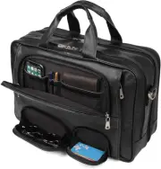 Nappa Leather Briefcase for Men Large Business Travel Messenger Tote Bag 17'' La