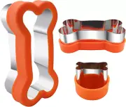 Dog Cookie Cutters Set 3 Piece -3 Different Sizes of Dog, Bone, and Paw Print Co
