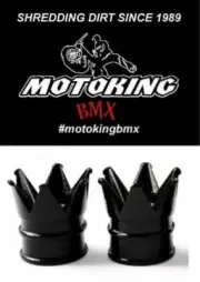 MOTOKING BMX CROWN VALVE CAPS ANODIZED BLACK ( PAIR) FITS GT,SE,READLINE,HARO