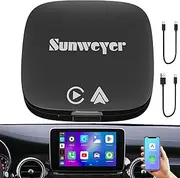 Sunweyer 2024 Newest Wireless CarPlay & Android Auto Adapter with Built-in Netflix and YouTube - Install Apps Freely, 2+32GB Magic AI Box, Supports Online Updates/TF Card