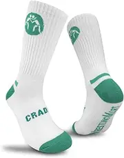 [WrestlingMart] Wrestling Socks – Non-Slip Mat Grip, Breathable & Moisture-Wicking – Seamless, Durable & Built for Peak Performance - CRADLE| Size 7-9, White-green, 7-9