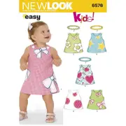 New Look Sewing Pattern 6576 N6576 Babies' Dresses with Headbands Appliques