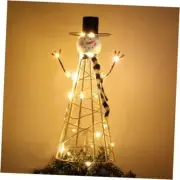 Christmas Tree Topper, Lighted White Snowman Tree Topper with 30 lights for