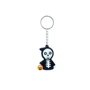 7 Pcs Black Led Light Skeleton Keychain with Scary Sound Pumpkin Design Key Ring