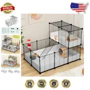 Dual Habitat Small Animal Cage with Leak-Proof Base for Guinea Pigs & More
