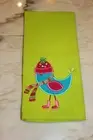 CuTe! Winter Whimsy Bird Applique Cotton Kitchen Tea Towel. Green Pink Blue! New