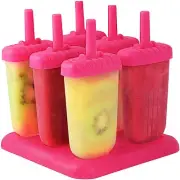 6Pcs Popsicle Molds Reusable Ice Cream DIY Ice Pop Maker Ice Bar Maker Plastic P