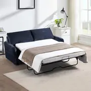 3 Seater Multifunctional Sofa Bed Fabric Upholstery Wooden Structure in Blue