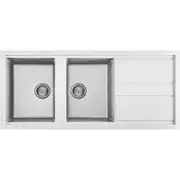 Artusi Granitek Double Bowl Sink with Drainer - White