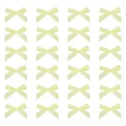 80 Pcs Mini Ribbon Bow 1.8 Inch Mini Fabric Satin Ribbon Light Yellow