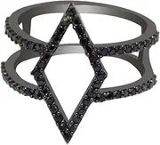 [MOONEYE] Stackable 925 Sterling Silver Black Spinel Gemstone Half Eternity Band Women Ring